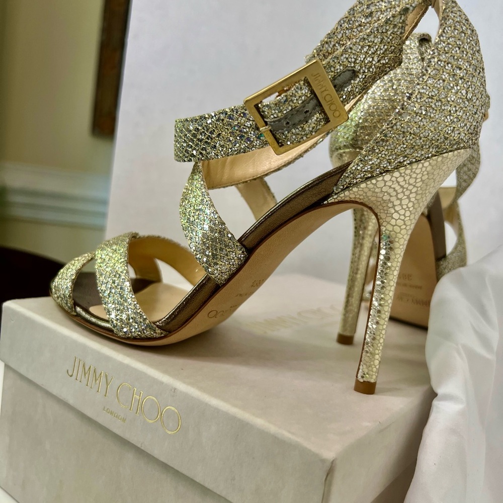 Jimmy Choo Gold/Silver Women's Heels New With Box - Picture 11 of 13
